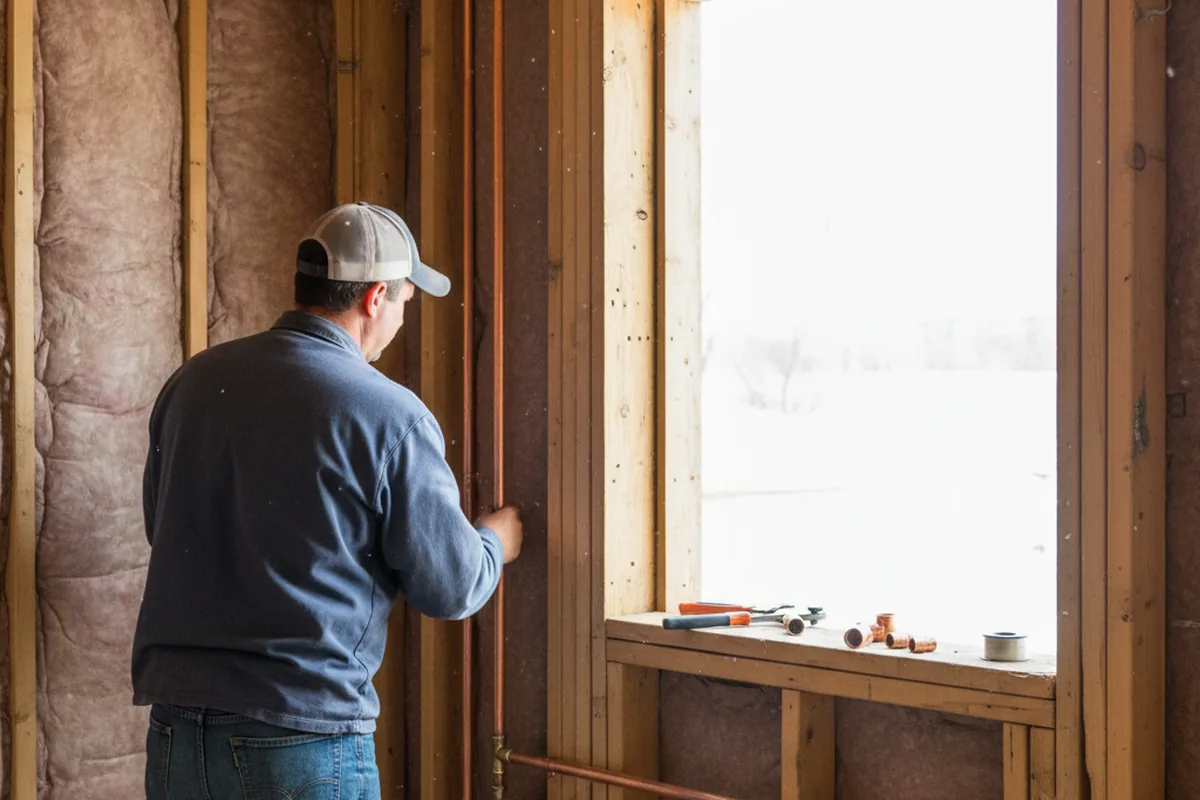 Licensed plumber running new copper supply lines in a Gravette home