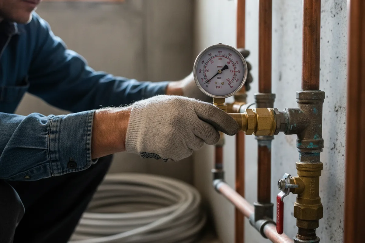 Pressure testing a repaired line during Water Line Repair in Gravette
